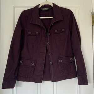 Eddie Bauer Cotton Linen Button Down Shirt Utility Jacket